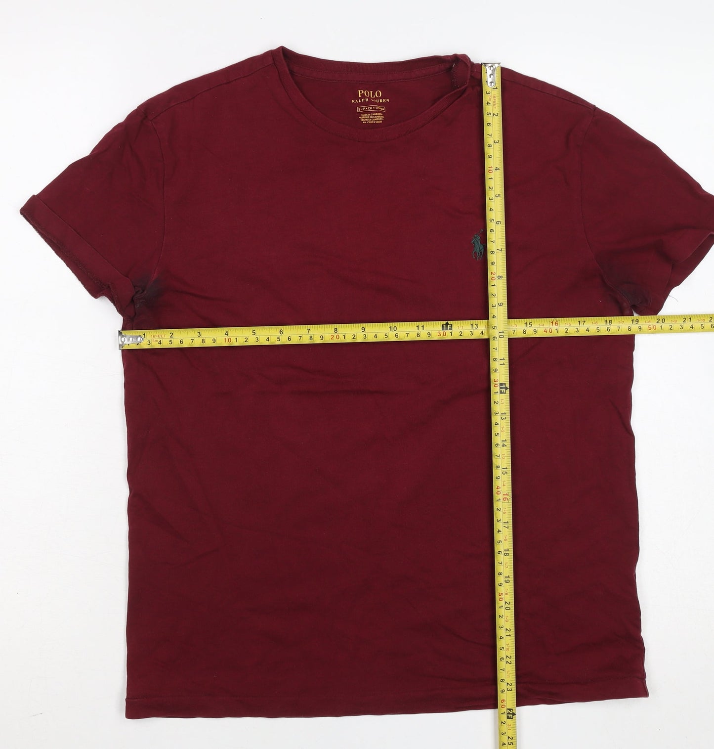 Ralph Lauren Men's Red Cotton Crew Neck Short Sleeve T-Shirt Size S