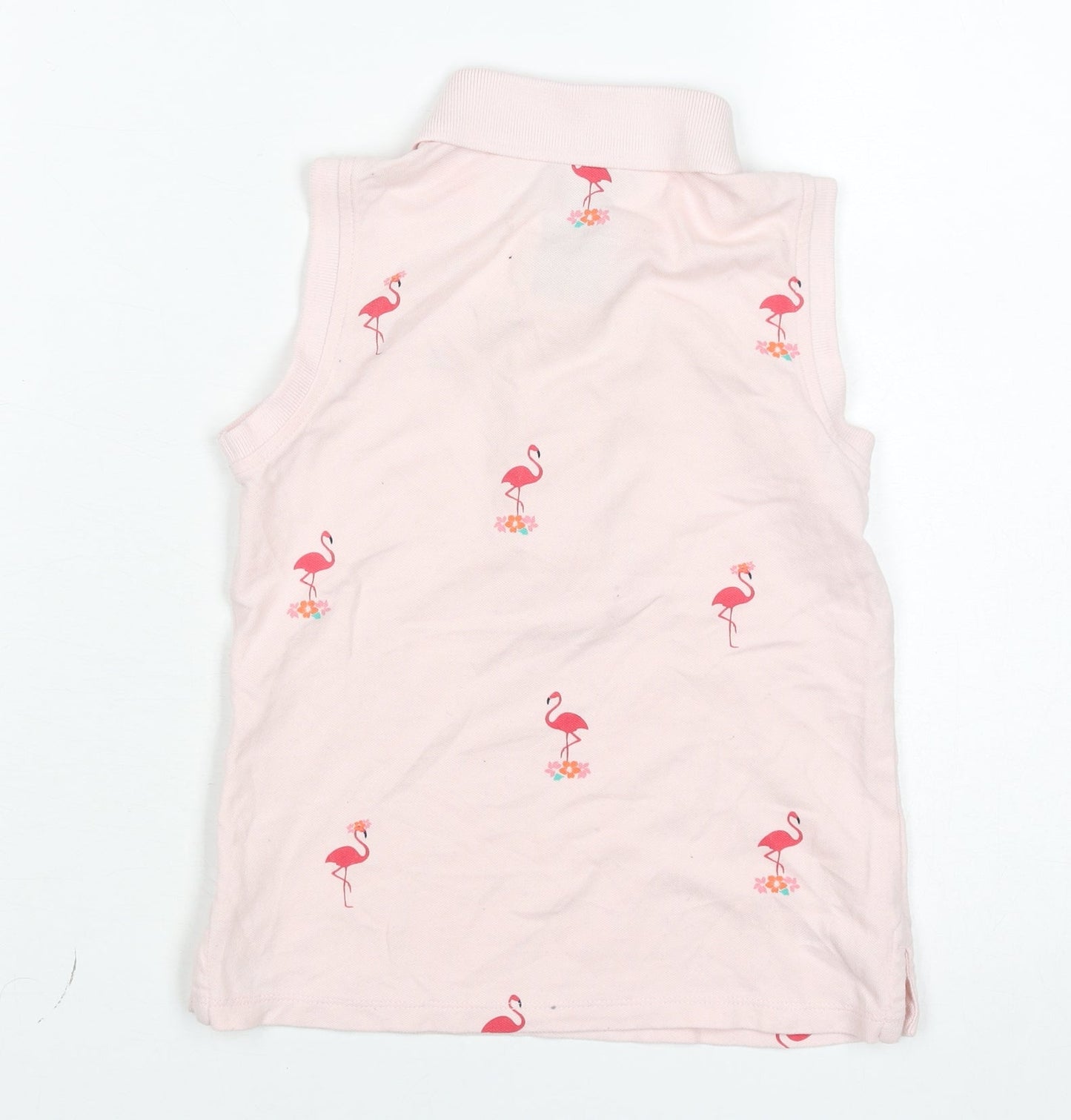 Tommy Hilfiger Girls Pink Flamingo Sleeveless Polo Shirt 6-7 Years