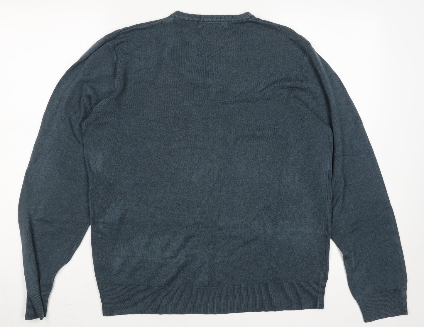 Marks and Spencer Mens Blue Acrylic V-Neck Jumper Size L