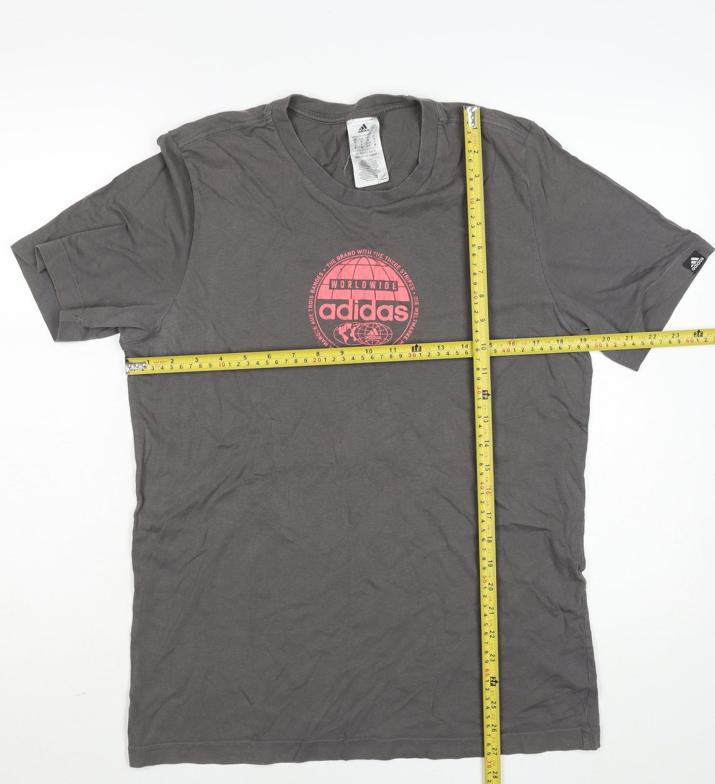 Mens UK Size S adidas Grey  Cotton T-Shirt