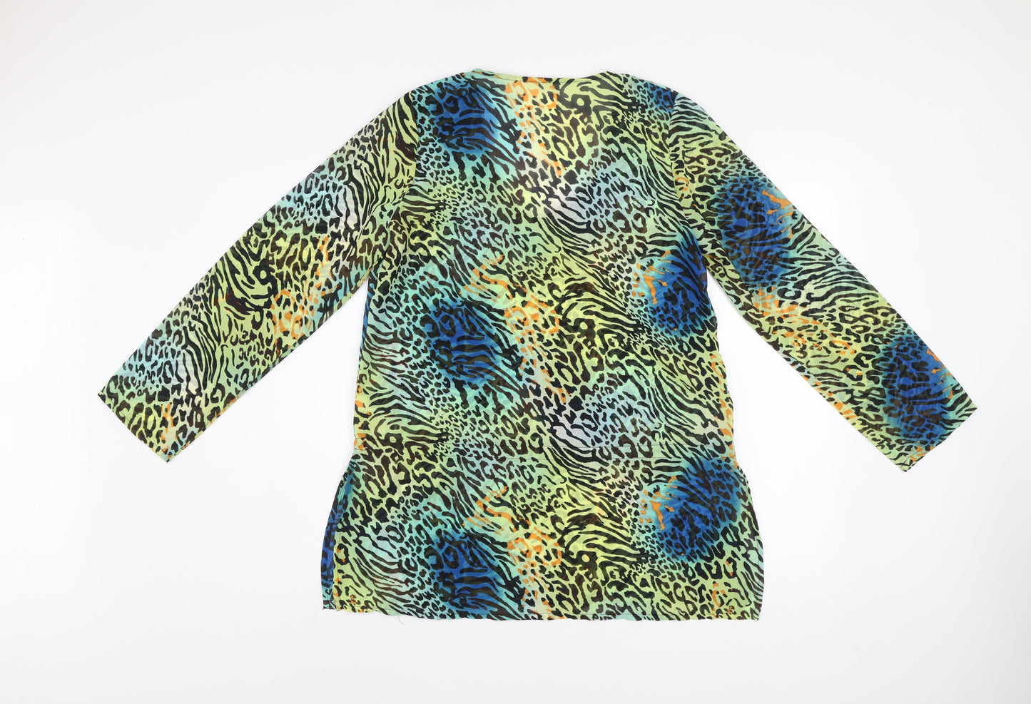 St. Bernard for Dunnes Stores Women's Multicoloured Animal Print Beaded V-Neck Tunic Blouse Size S