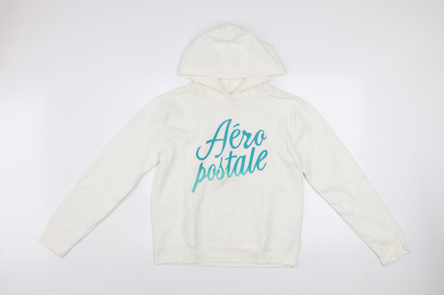 Aeropostale Womens White Pullover Hoodie Medium Cotton Blend
