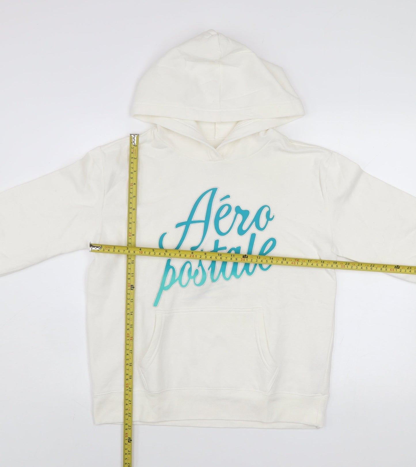 Aeropostale Womens White Pullover Hoodie Medium Cotton Blend