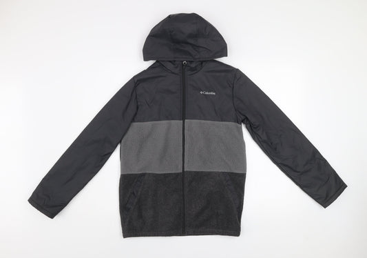 Columbia Men's Grey L Windbreaker Fleece Hooded Jacket Outdoor