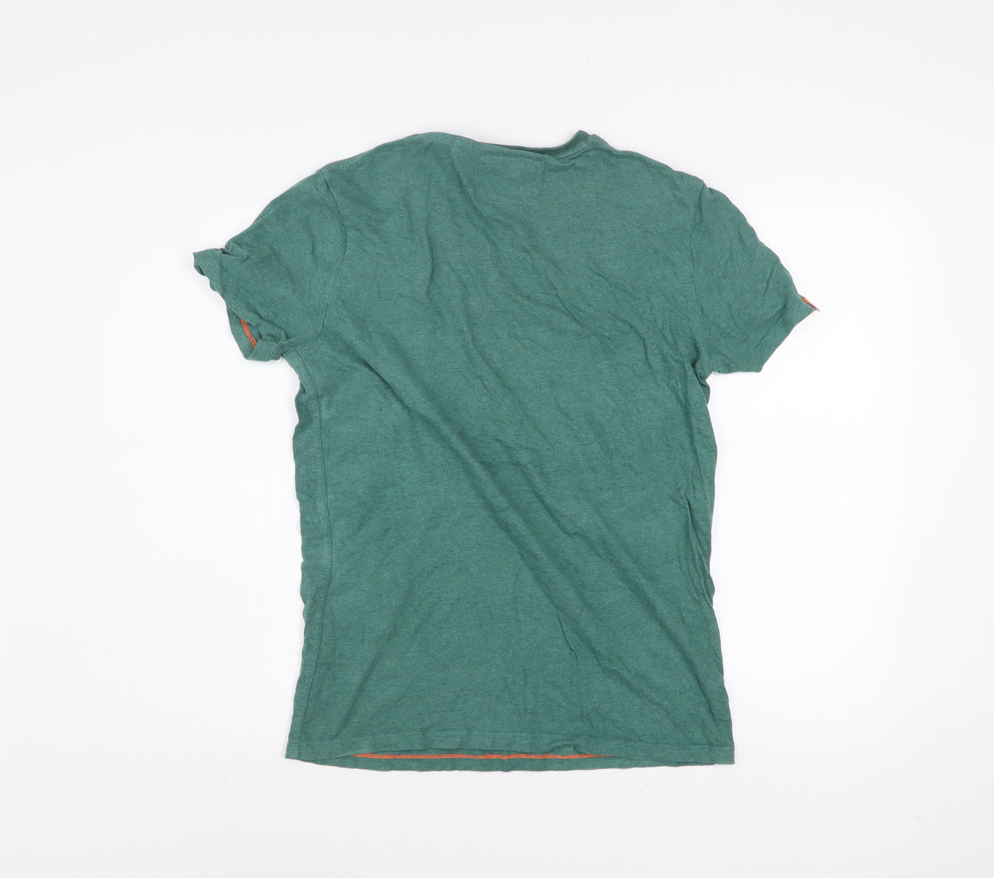 Superdry Men's Green V-Neck Orange Label T-Shirt Size S