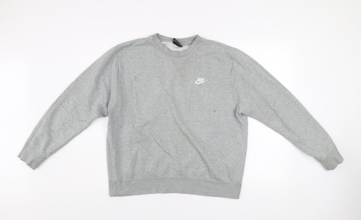 Nike Men's Grey Crew Neck Pullover Sweatshirt Size L Cotton Blend