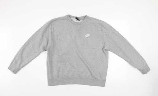 Nike Men's Grey Crew Neck Pullover Sweatshirt Size L Cotton Blend