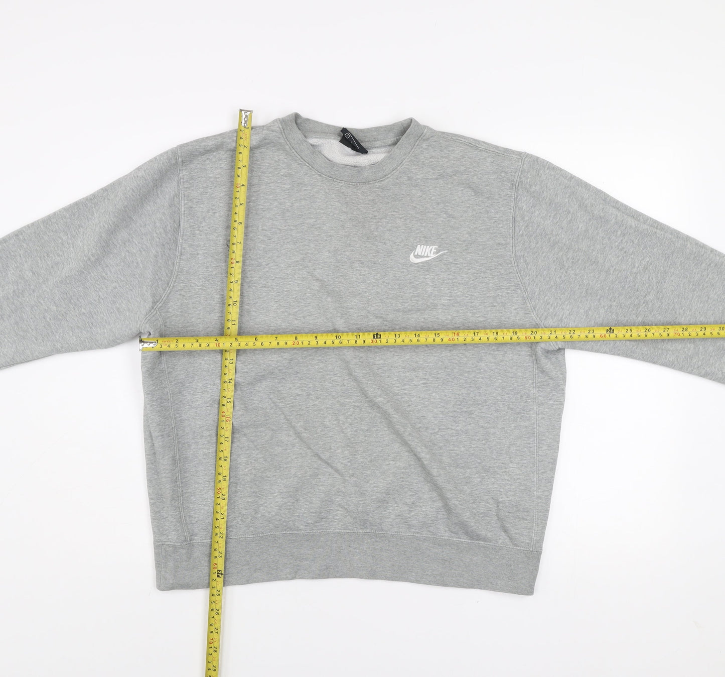 Nike Men's Grey Crew Neck Pullover Sweatshirt Size L Cotton Blend