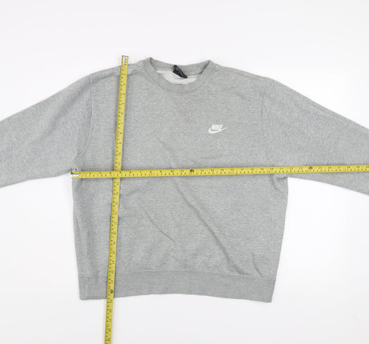 Nike Men's Grey Crew Neck Pullover Sweatshirt Size L Cotton Blend