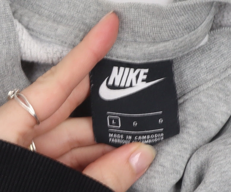 Nike Men's Grey Crew Neck Pullover Sweatshirt Size L Cotton Blend