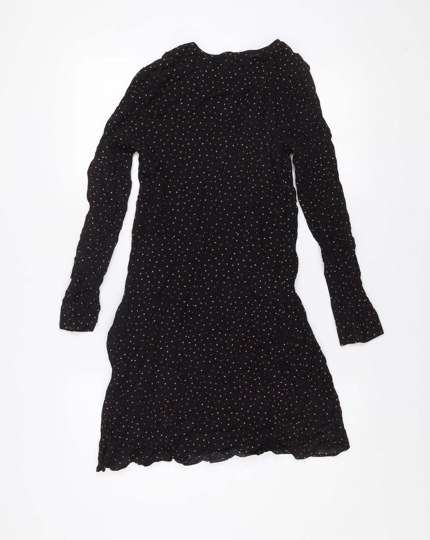Warehouse Women Black Polka Dot Viscose Shift Dress Size 12