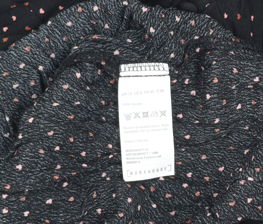 Warehouse Women Black Polka Dot Viscose Shift Dress Size 12