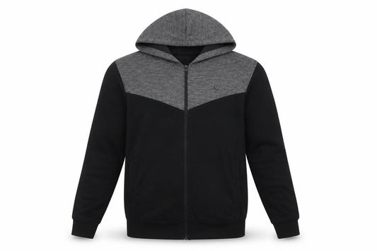 Jack & Jones Mens Black Grey Hooded Full Zip Jacket Size L