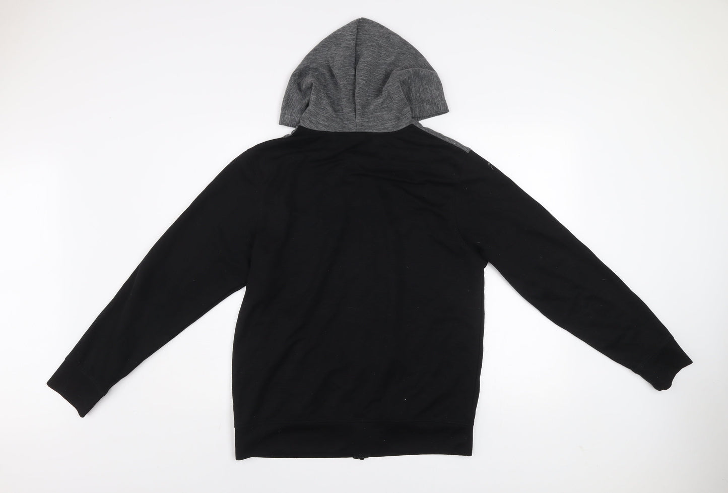 Jack & Jones Mens Black Grey Hooded Full Zip Jacket Size L