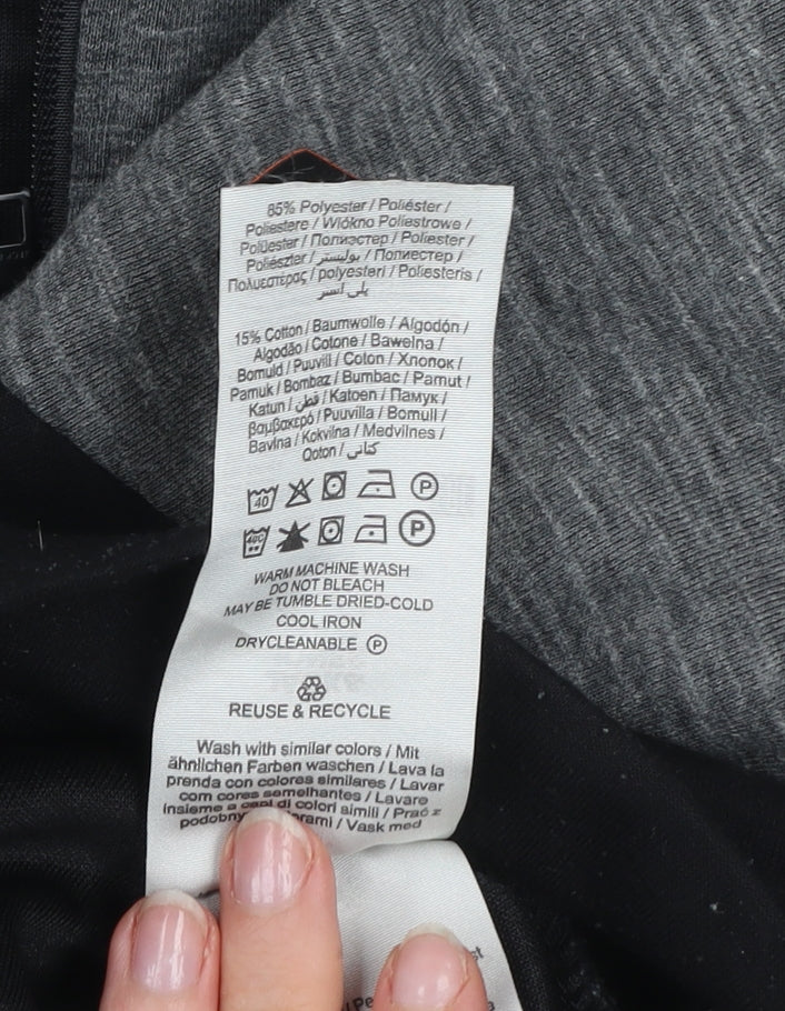 Jack & Jones Mens Black Grey Hooded Full Zip Jacket Size L