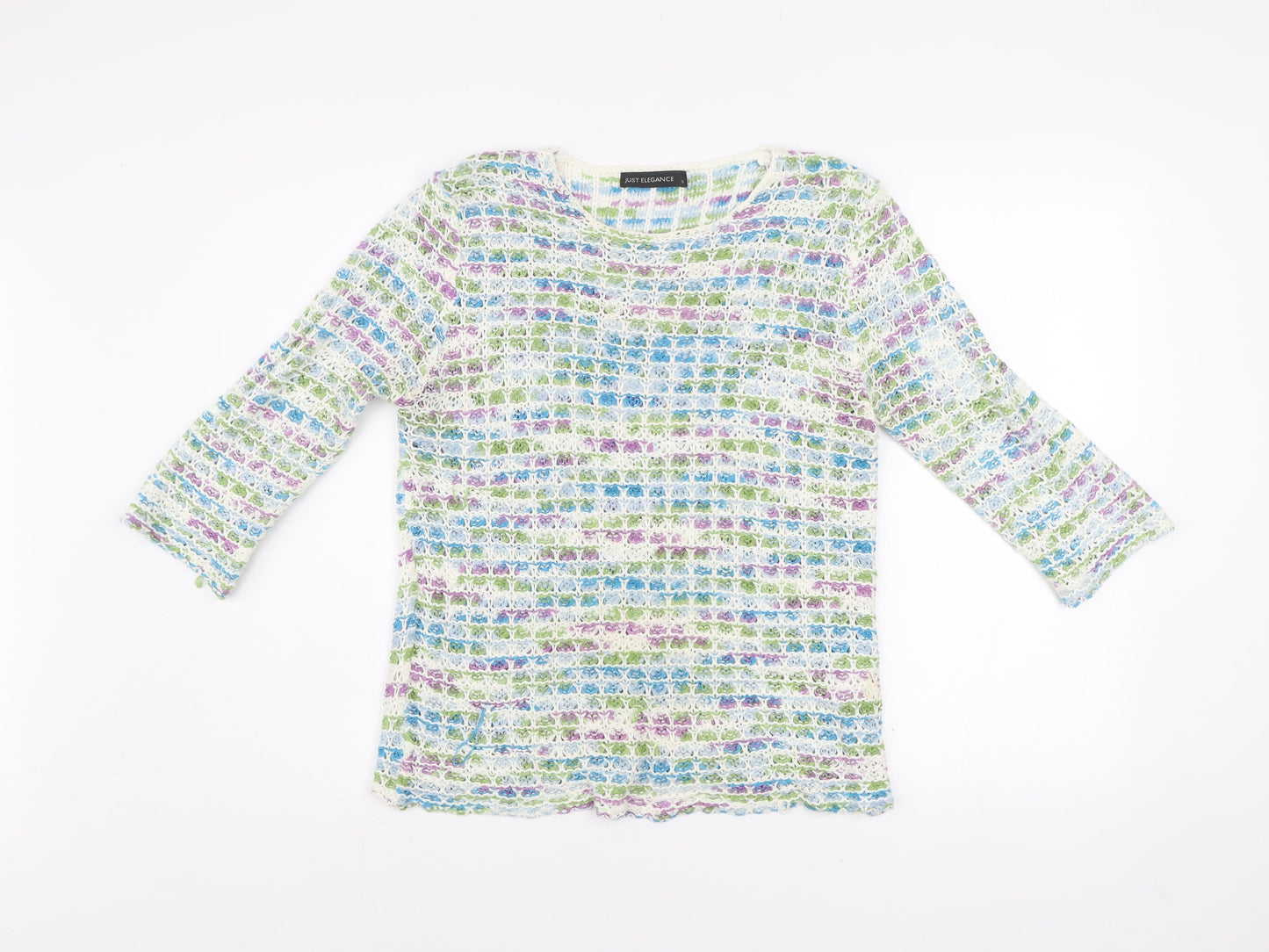 Just Elegance Women’s Multicoloured Open-Knit Pullover Jumper S