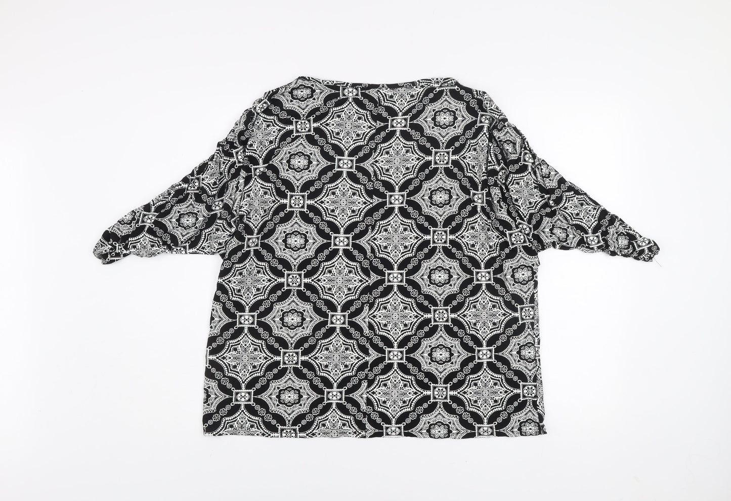 QUIZ Women's Black White Geometric Tunic Blouse Size 16