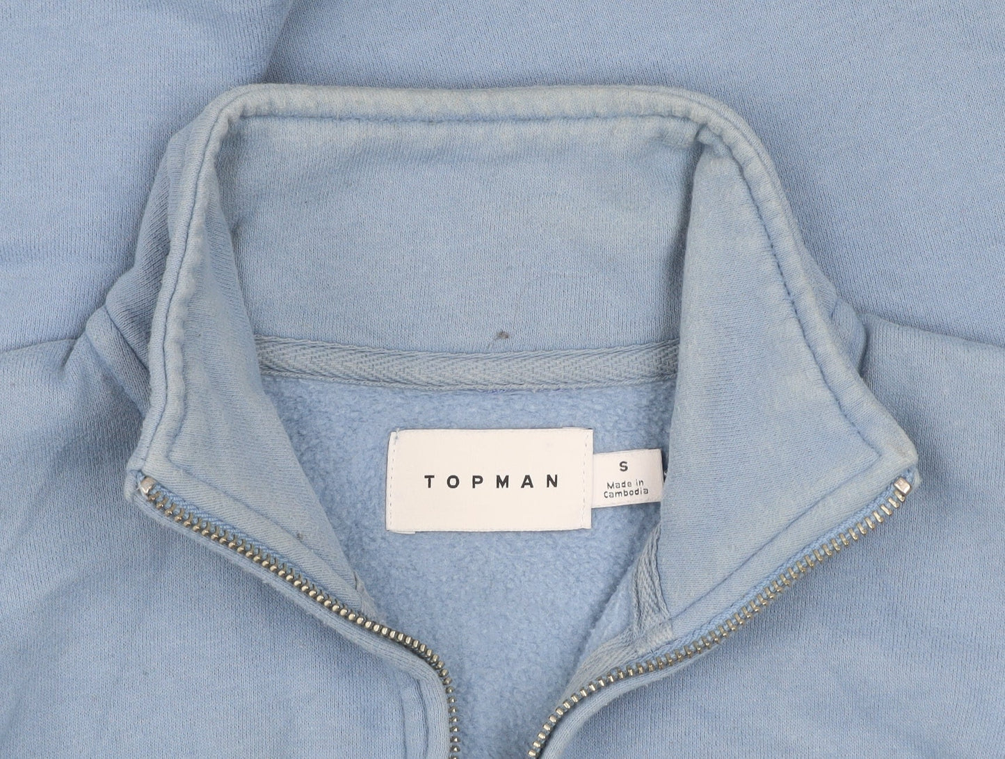 Topman Men’s Blue 1/2 Zip Fleece Sweatshirt Size S Regular Fit