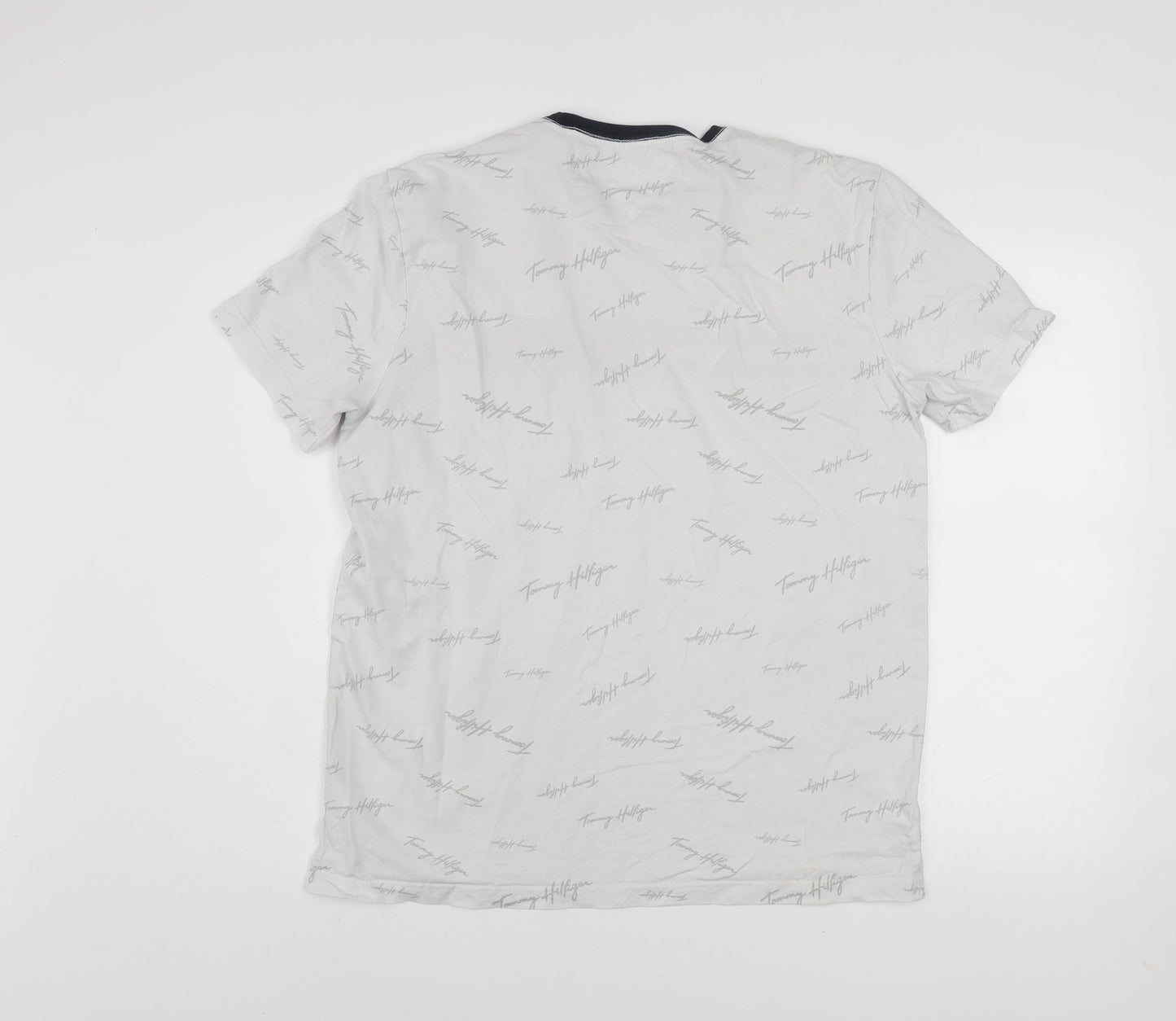 Tommy Hilfiger Men's White Regular Fit Logo Short Sleeve T-Shirt Size L