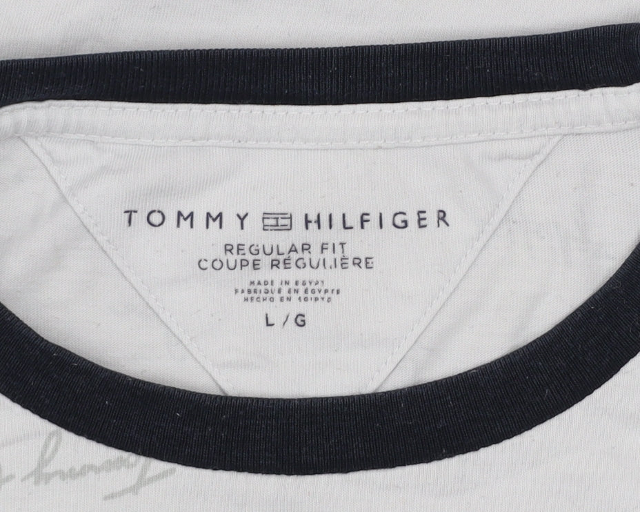Tommy Hilfiger Men's White Regular Fit Logo Short Sleeve T-Shirt Size L