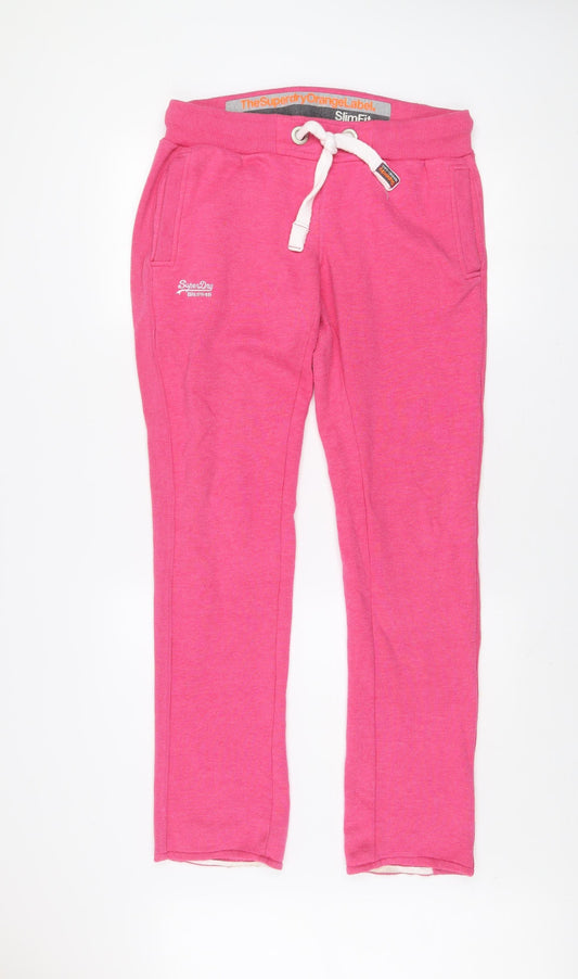 Superdry Womens Pink Slim Fit Jogger Sweatpants L Activewear
