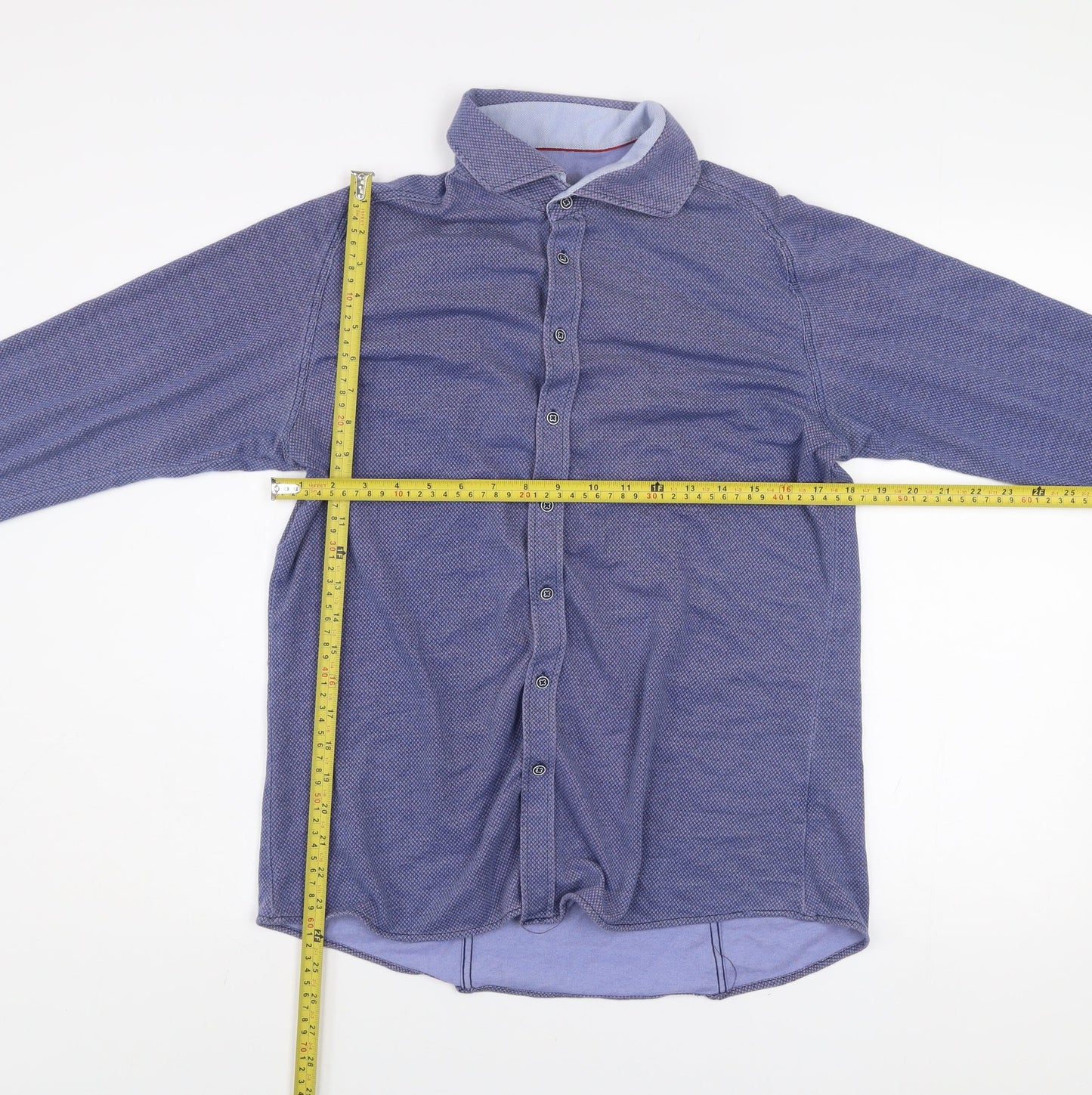 Benetti Mens Blue Long Sleeve Stretch Button-Up Shirt Size L