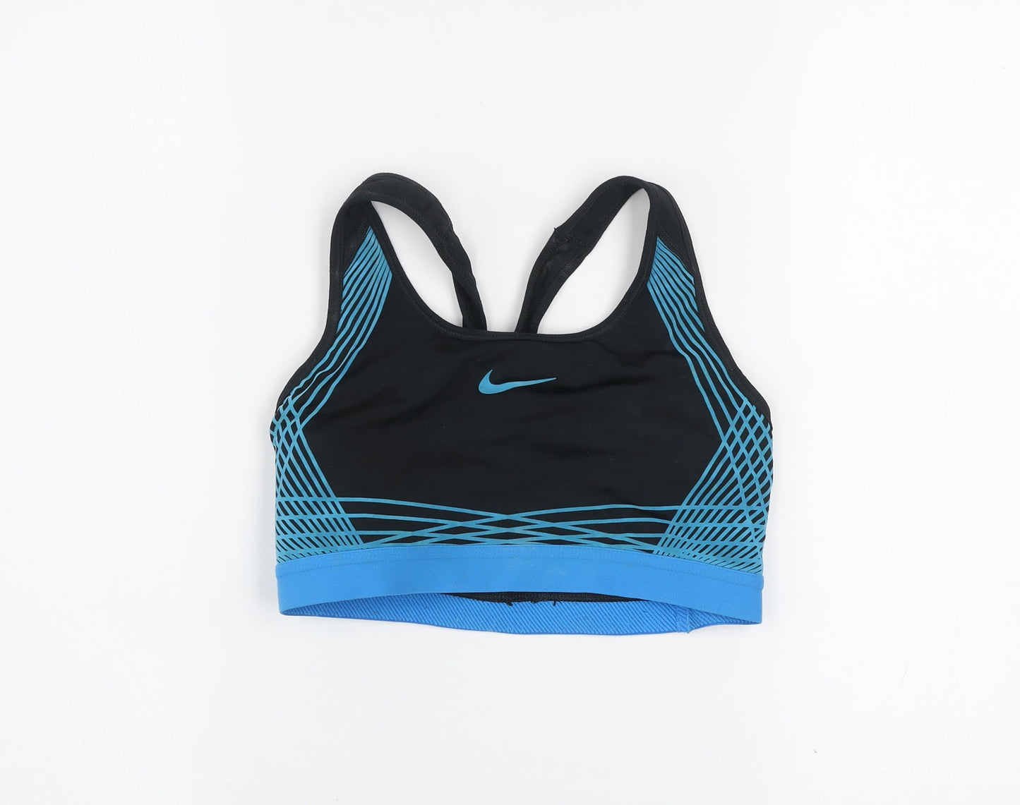Nike Women's Black Blue Dri-Fit Racerback Medium Support Sports Bra M