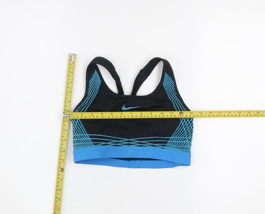 Nike Women's Black Blue Dri-Fit Racerback Medium Support Sports Bra M