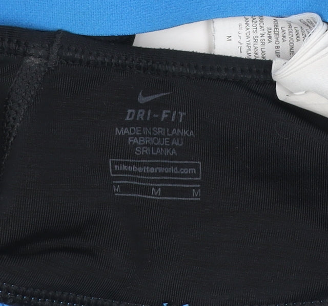 Nike Women's Black Blue Dri-Fit Racerback Medium Support Sports Bra M