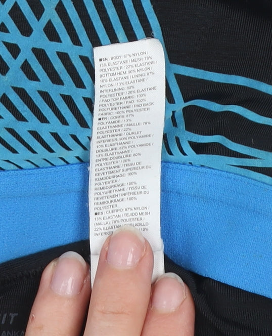 Nike Women's Black Blue Dri-Fit Racerback Medium Support Sports Bra M