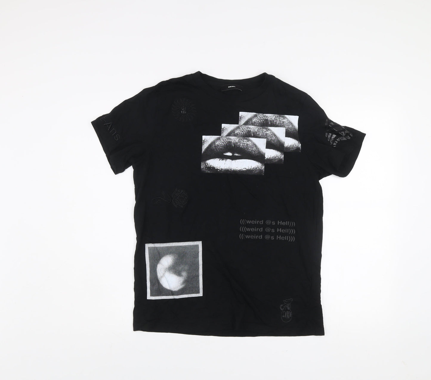 Diesel Men’s Black XS Graphic Print Cotton T-Shirt