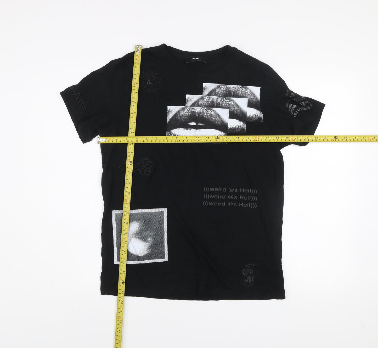 Diesel Men’s Black XS Graphic Print Cotton T-Shirt