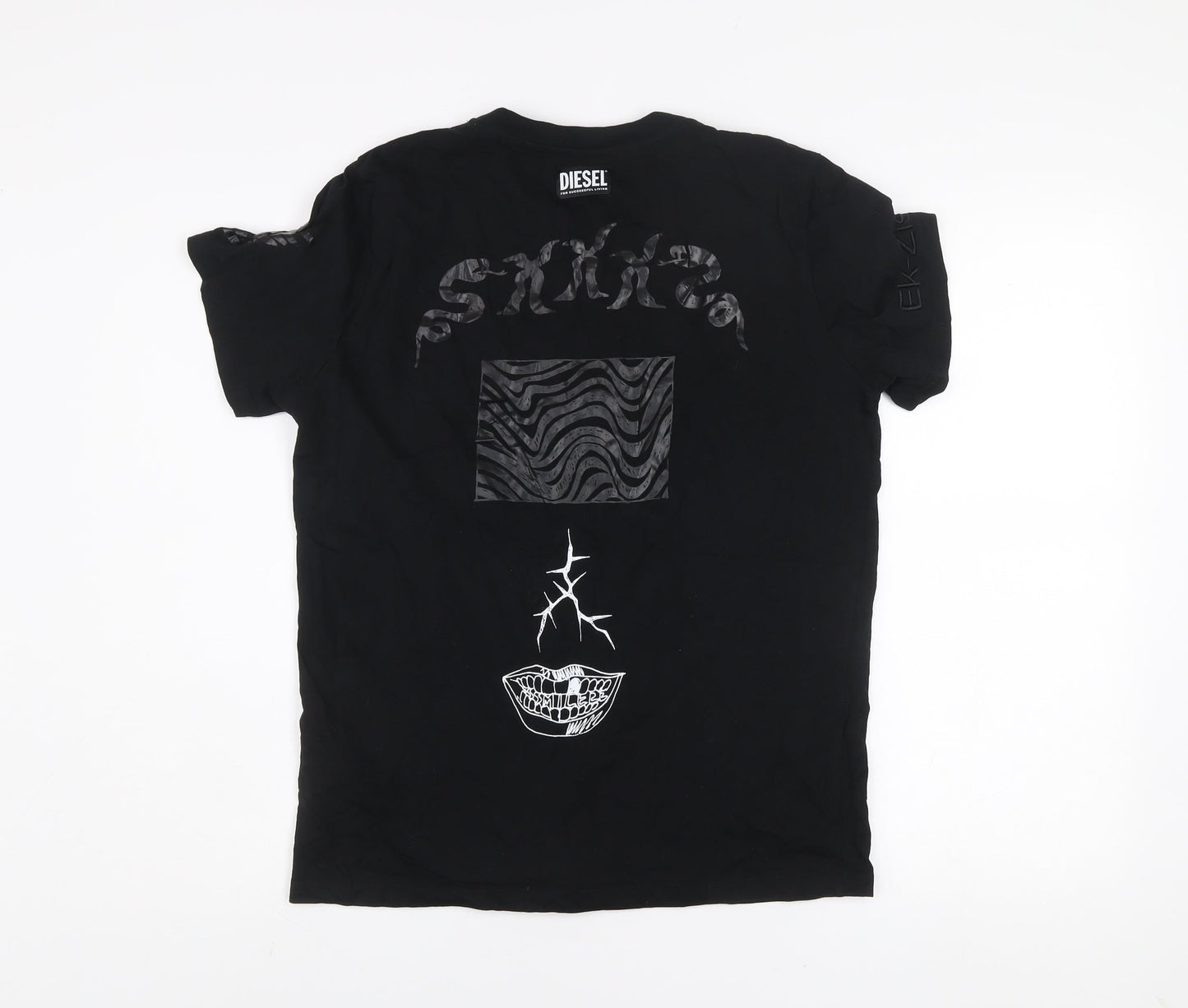 Diesel Men’s Black XS Graphic Print Cotton T-Shirt