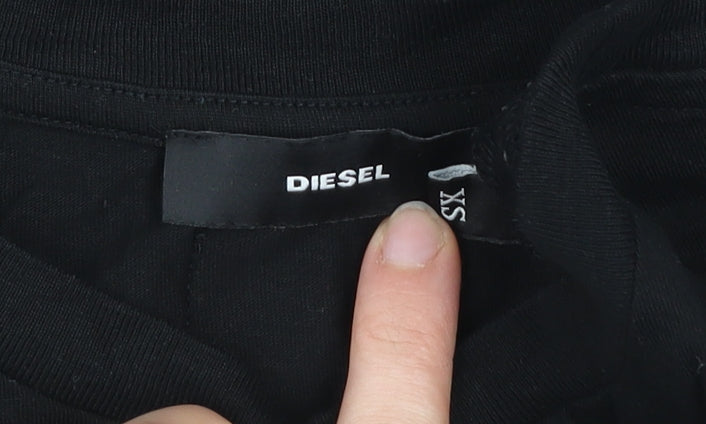 Diesel Men’s Black XS Graphic Print Cotton T-Shirt