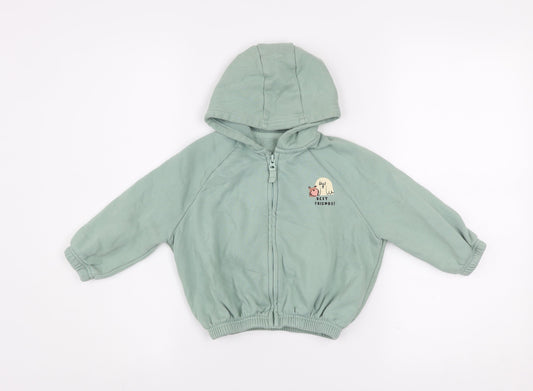 Bonnes Stores Girls Green Hooded Full Zip Jacket 2-3 Years Best Friends Print