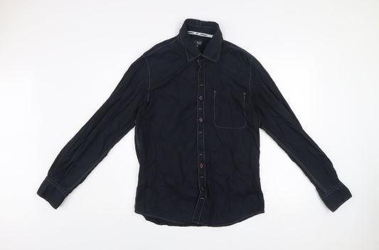 Armani Jeans Men's Blue Cotton Long Sleeve Button-Up Shirt M