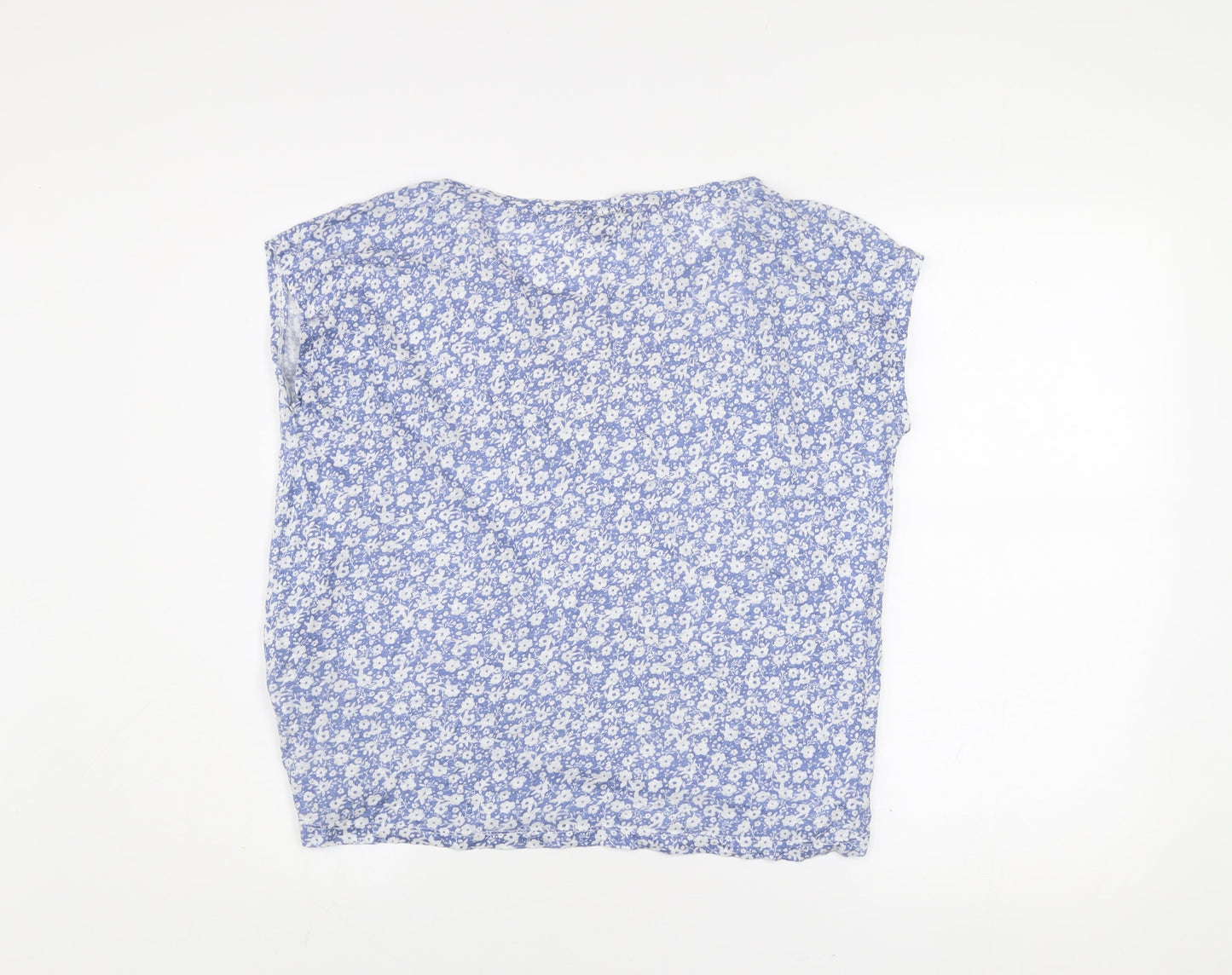 Esmara Women's Blue Floral Cotton Blend Sleeveless T-Shirt Size 8