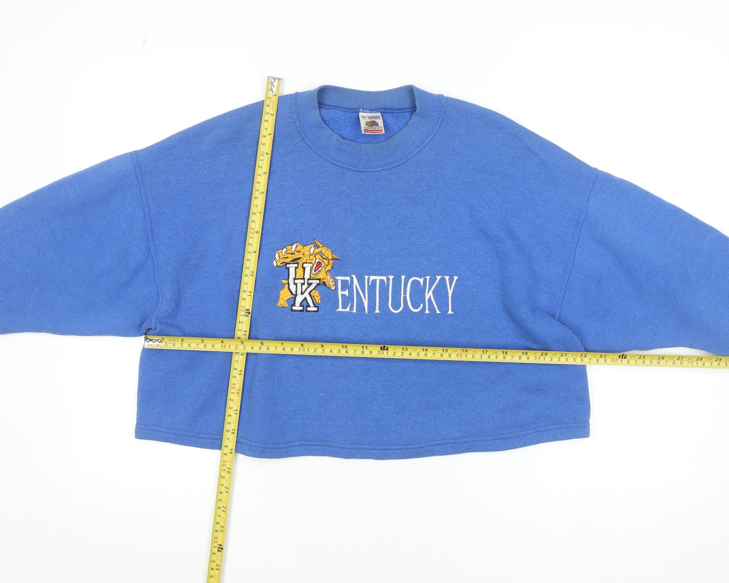 Fruit of the Loom Women Blue Kentucky Embroidered Pullover Sweatshirt L