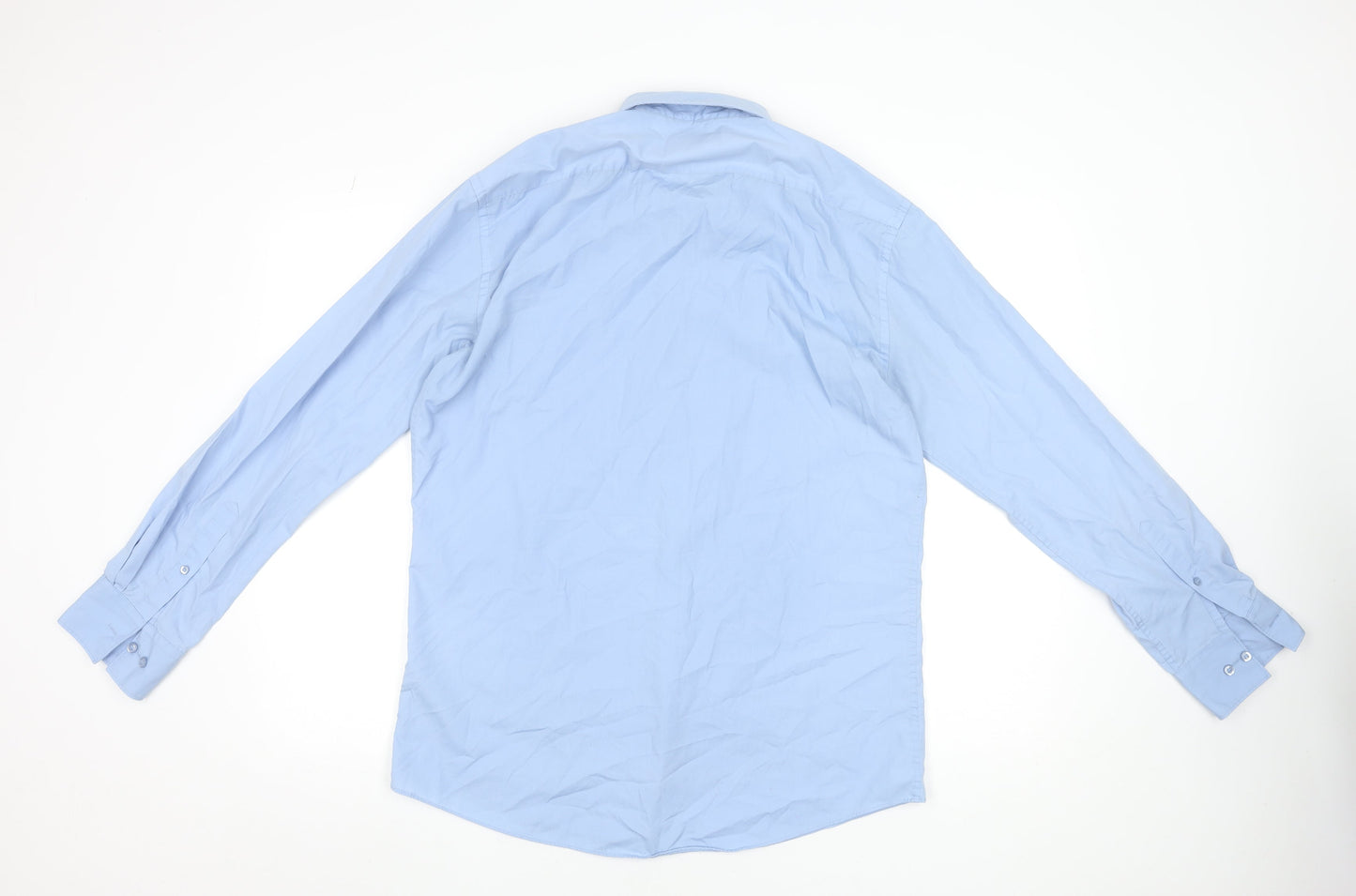 Dunnes Stores Men's Blue Slim Fit Long Sleeve Button-Up Shirt Size 16.5