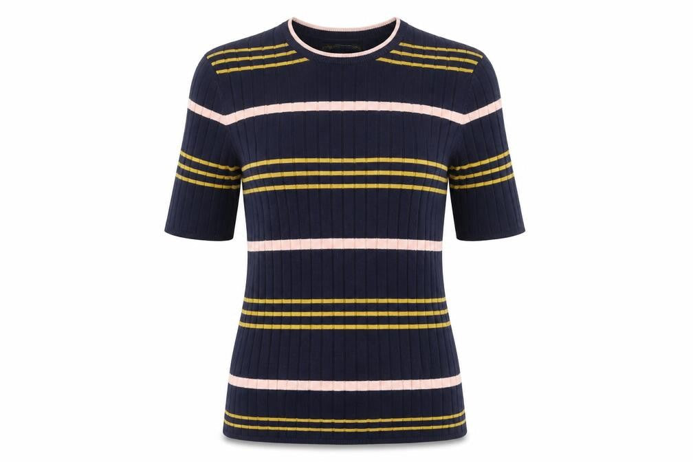 Marks and Spencer Women’s Blue Striped Knit Short Sleeve Top Size 10