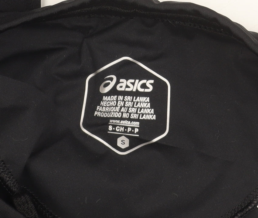 Asics Womens Black Blue Running Leggings Size S Moisture Wicking