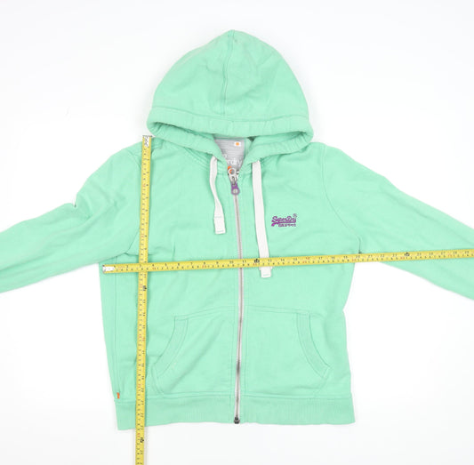 Superdry Men's Green Full Zip Hoodie Jacket Size L Cotton Blend