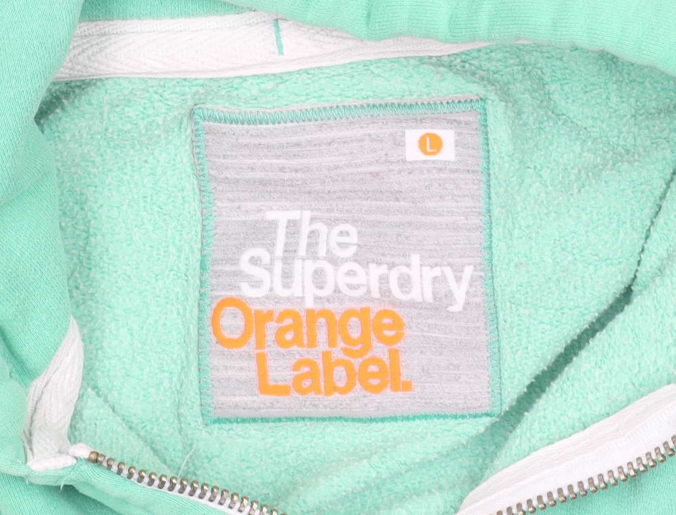 Superdry Men's Green Full Zip Hoodie Jacket Size L Cotton Blend