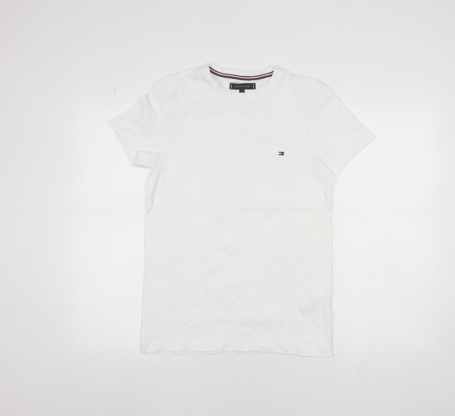 Tommy Hilfiger Men's White Slim Fit Cotton Elastane Crew Neck T-Shirt XS
