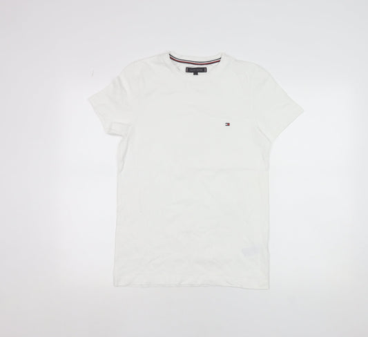 Tommy Hilfiger Men's White Slim Fit Cotton Elastane Crew Neck T-Shirt XS