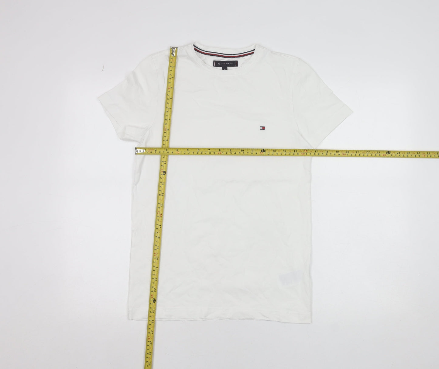 Tommy Hilfiger Men's White Slim Fit Cotton Elastane Crew Neck T-Shirt XS