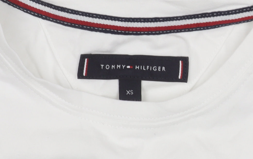 Tommy Hilfiger Men's White Slim Fit Cotton Elastane Crew Neck T-Shirt XS