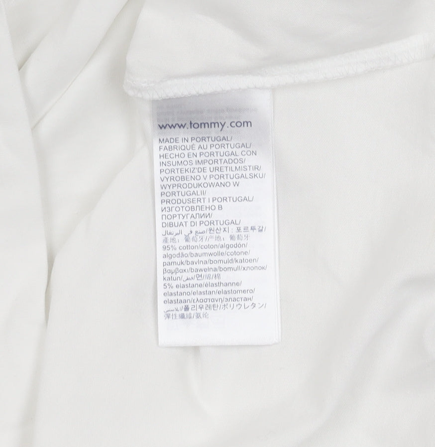 Tommy Hilfiger Men's White Slim Fit Cotton Elastane Crew Neck T-Shirt XS