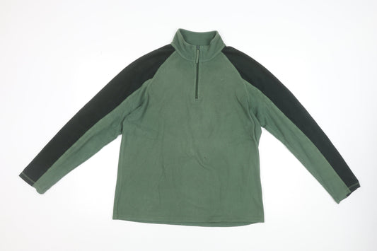 Mountain Warehouse Men's Green 1/4 Zip Fleece Pullover Sweatshirt Size M