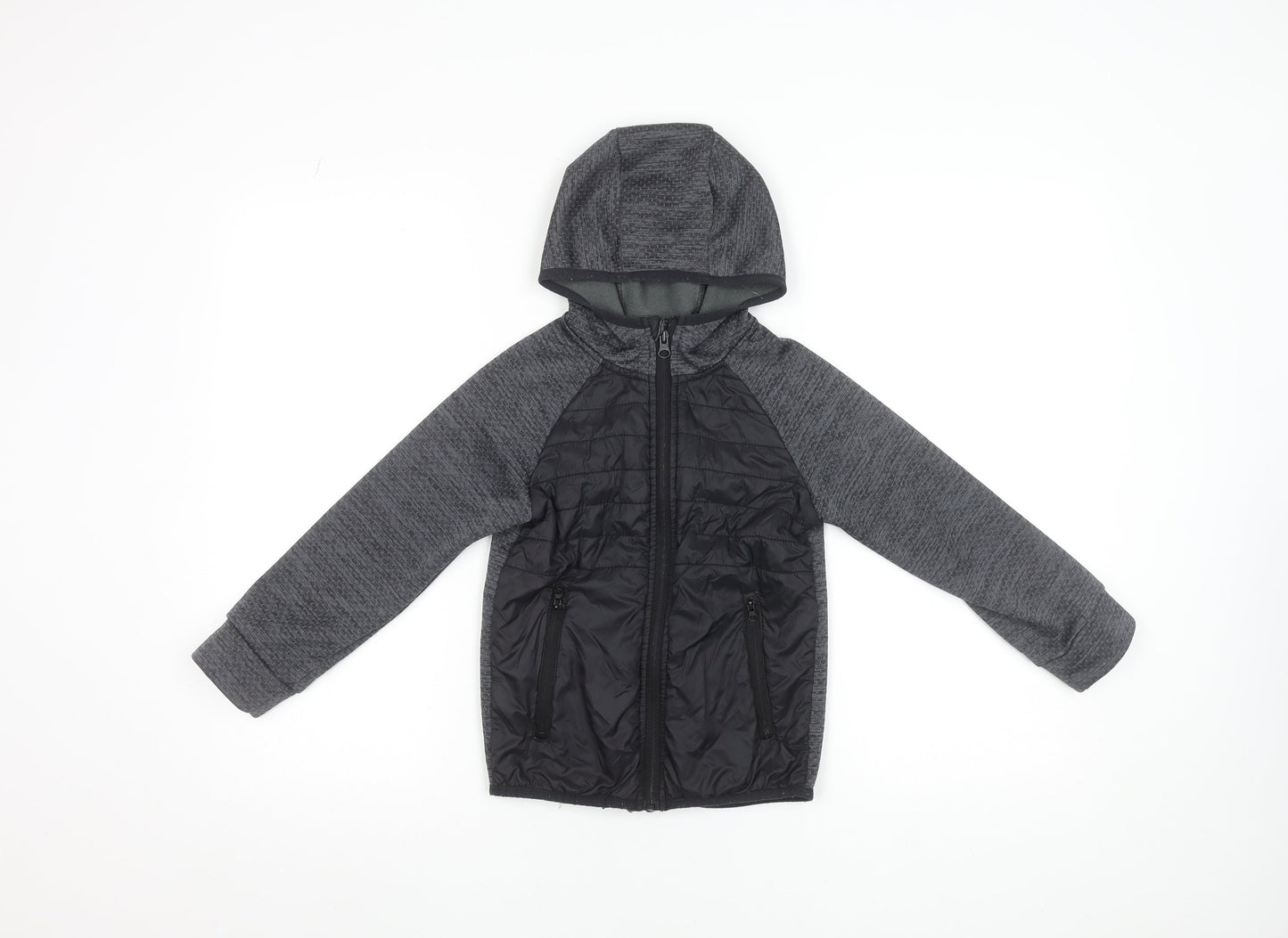 St. Bernard Boys Grey Hooded Puffer Jacket 6-7 Years Lined Full Zip